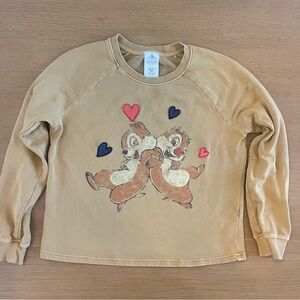 Women's Disney Size XS Chip N Dale Vintage Wash Crewneck Sweatshirt